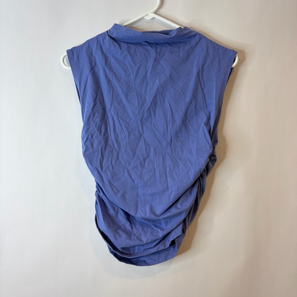 Maeve Blue Purple Sleeveless Mock Neck Muscle Tee Ruched Sides Small - Picture 4 of 4